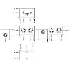 LINE MOUNT, CROSS PORT WITH GAUGE PORTS,