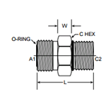 1/2" MALE FACE SEAL X 1/2" MALE O-RING B